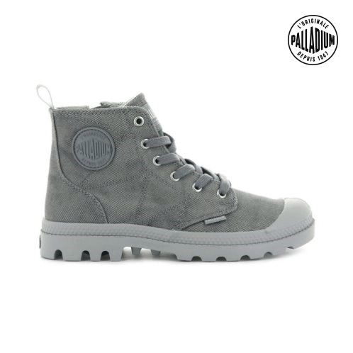 Palladium Pampa Zip Desertwash Women's Boots Dark Grey | UK F932-SCD